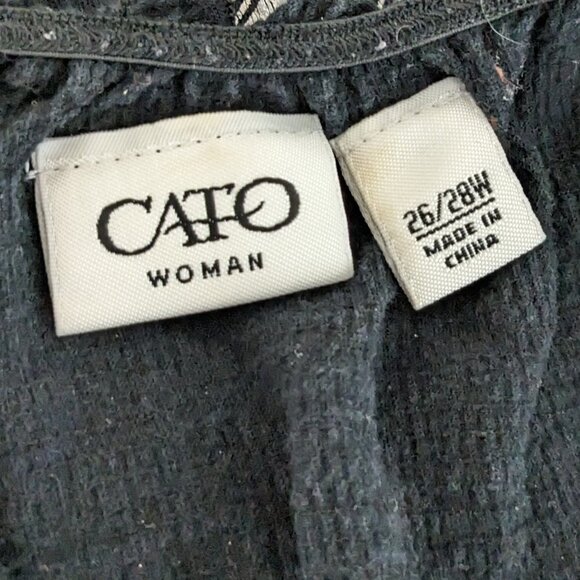 Women's CATO Woman; Black/White Short Sleeve Peasant Tunic Top; Size 26/28W - Picture 3 of 5